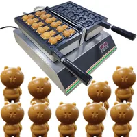 Custom Mold Rotating Waffle Maker Machine Commercial Nonstick Machine For Small Business Little Bear Shape Waffle Makers 1