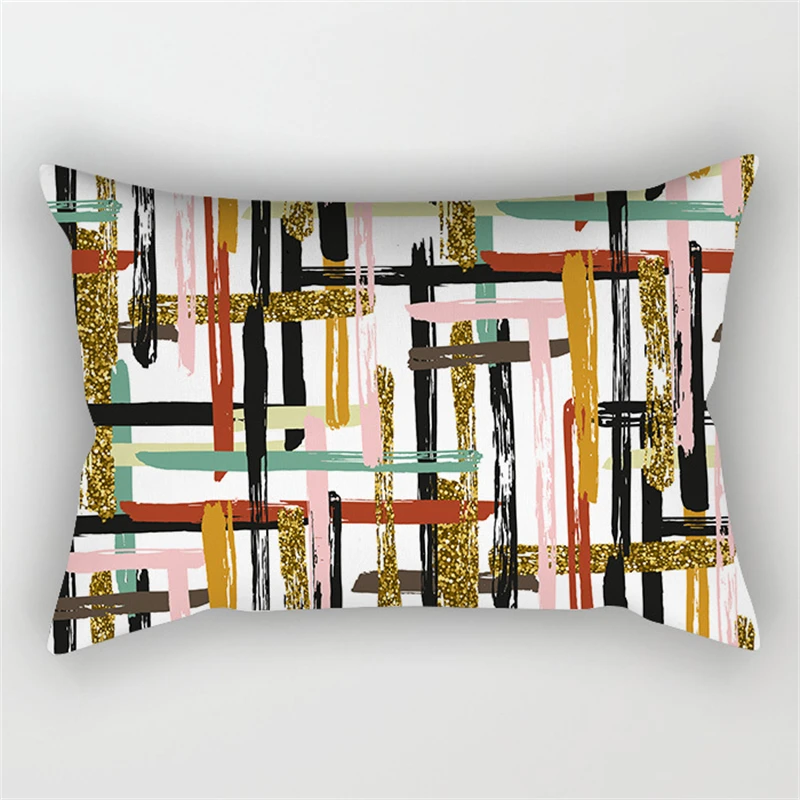 2022 Nordic Abstract Colorful Lines Geometric Rectangle Graffiti Print Pillowcase Home Sofa Bed Pillow Car Office Decor 30x50CM