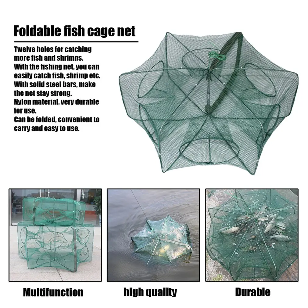 

60x24cm 6 doors Foldable Design Automatic Fishing Net Shrimp Cage Fishing Crab Fish Trap Cast Net Cast Fishing Accessories