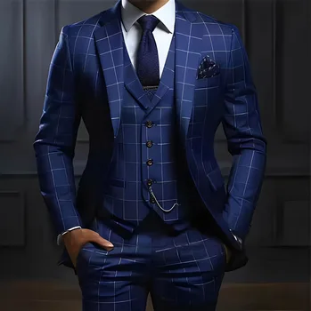 Abito da uomo scozzese Abito da 3 pezzi Abiti da lavoro formali da lavoro Party Sposo Matrimonio Tuxedo Colore personalizzato XS-5XL Abito da uomo
