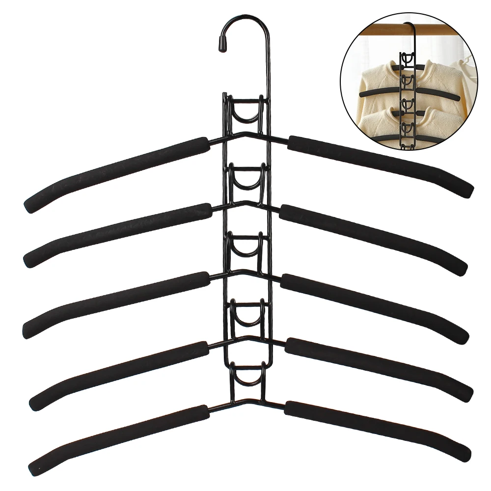 5 Layer Household One-Piece Clothes Hanger Indoor Space Saving Clothes ...