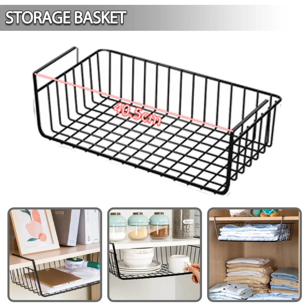 

Hanging Under Shelf Storage Iron Cabinet Closet Desk Home Kitchen Hanging Mesh Basket Wire Bookcase Shelf Block Rack Organizer