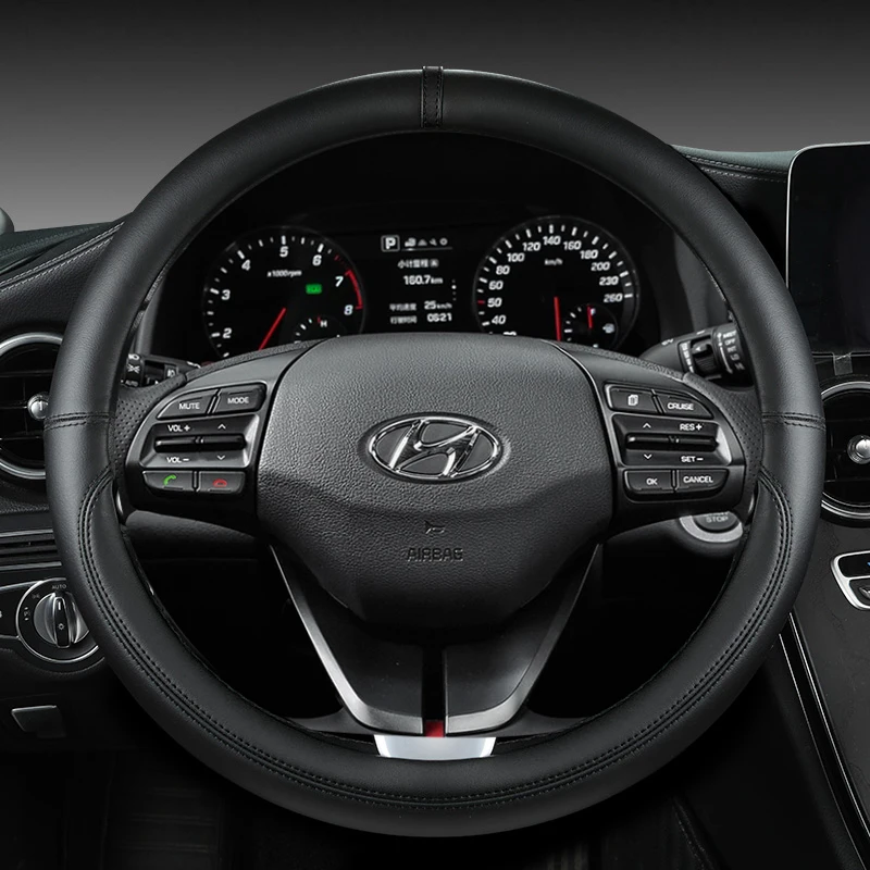 Microfiber Leather Car Steering Wheel Cover For Hyundai Veloster II I30 III 2018 2022 Elantra