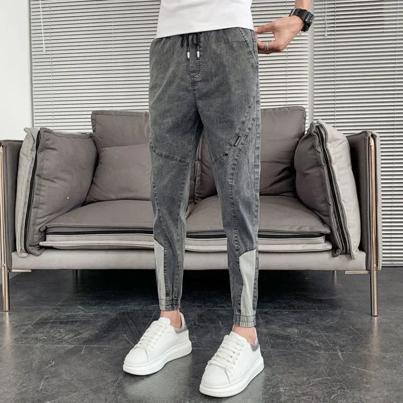 

With Pockets Men's Jeans Cropped Cargo Splicing Man Cowboy Pants Trousers Plus Size Denim Cheap Stacked New in 2023 Fashion Soft