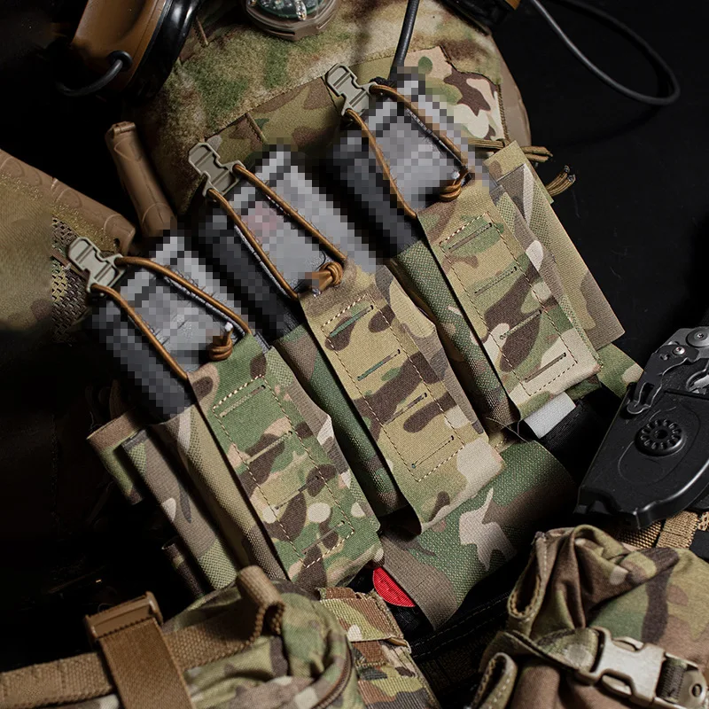 Tactical Triple 5.56 Magazine Pouch with Tourniquet Holder Elastic Front Panel Adjustable Hunting Vest Accessories Airsoft Gear