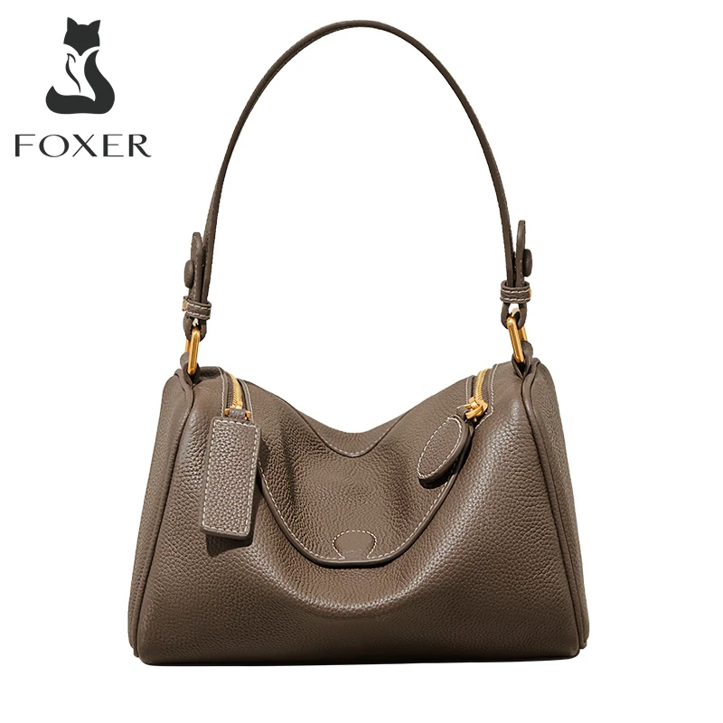 

FOXER Women's Cowhide Leather Shoulder Messenger Bag Vintage Soft Crossbody Hobos Bag Fashion Female Underarm Luxury Evening Bag