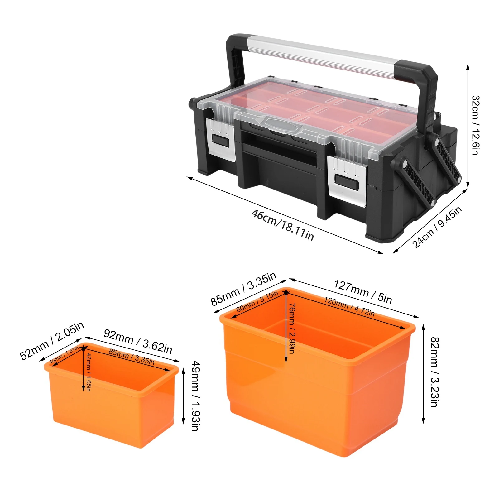 소형 부품 정리함 2단 18칸 다용도 전자 공구함 (나사, 너트, 볼트, 드릴 비트, 와이어 단자용)