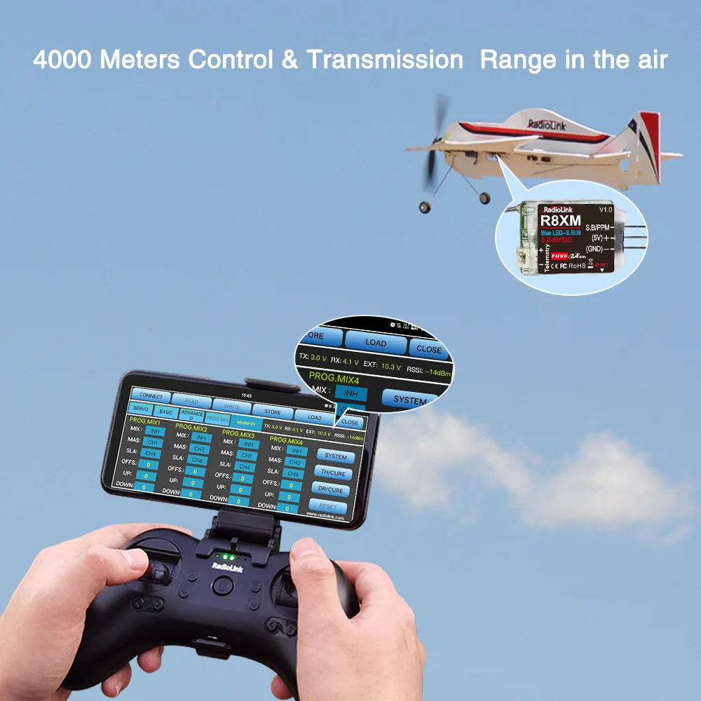 Récepteur Radiolink R8XM 8 canaux 2.4GHz télémétrie 4000m pour drone RC