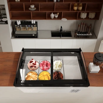 Yourtime USA In Stock Commercial Supermarket Curved Glass Gelato Ice Cream Soft Countertop Display Showcase Refrigerator Freezer
