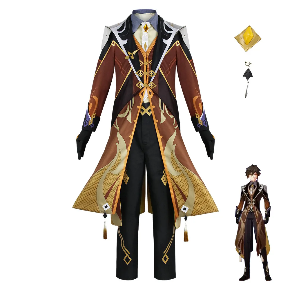 

Genshin Zhongli Cosplay Costume Genshin Impact Liyue Morax Zhong Li Cosplay Men's Halloween Outfits Game Uniform Dropship