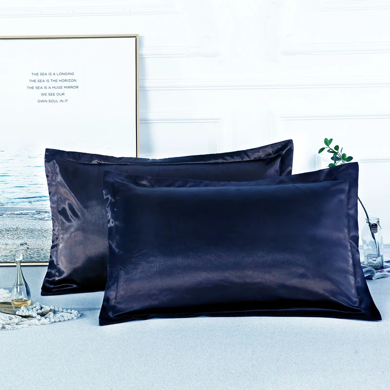Pure Emulation Silk Satin Pillowcase Solid Color Comfortable Pillow Cover Pillowcase For Bed