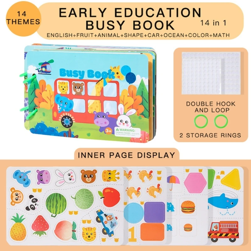 

Montessori Cloth Book Sticker Busy Book Baby Fine Motor Skill Developmental Toy Dropship