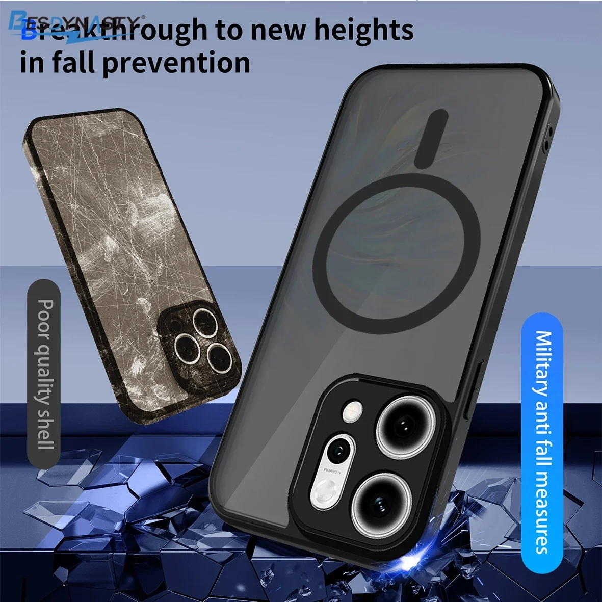 Magnetic Plating Shockproof Airbag Soft Matte Transparent Phone Case