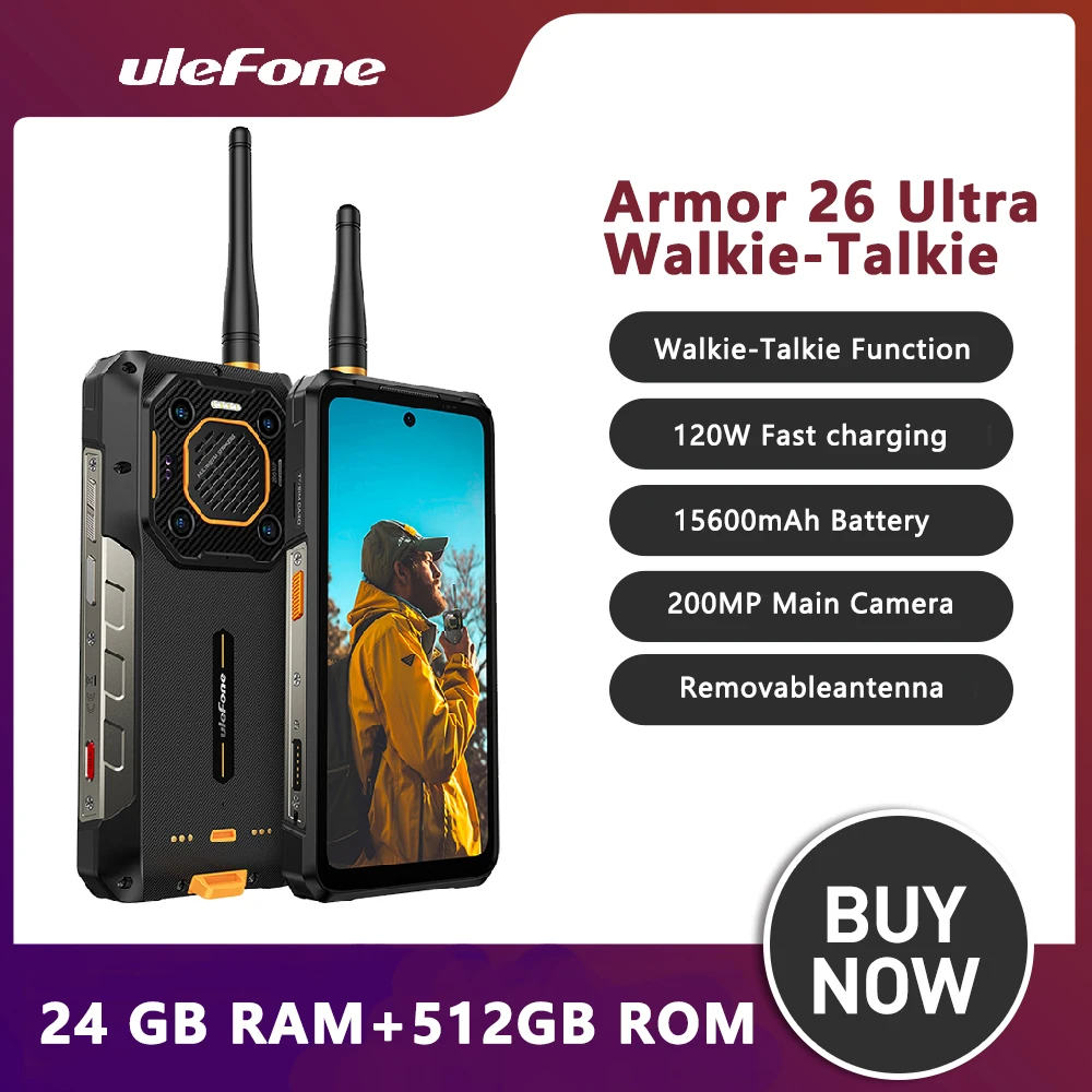 Ulefone Armor 26 Ultra Walkie Talkie 5G Rugged Phone 120W 15600mAh ...