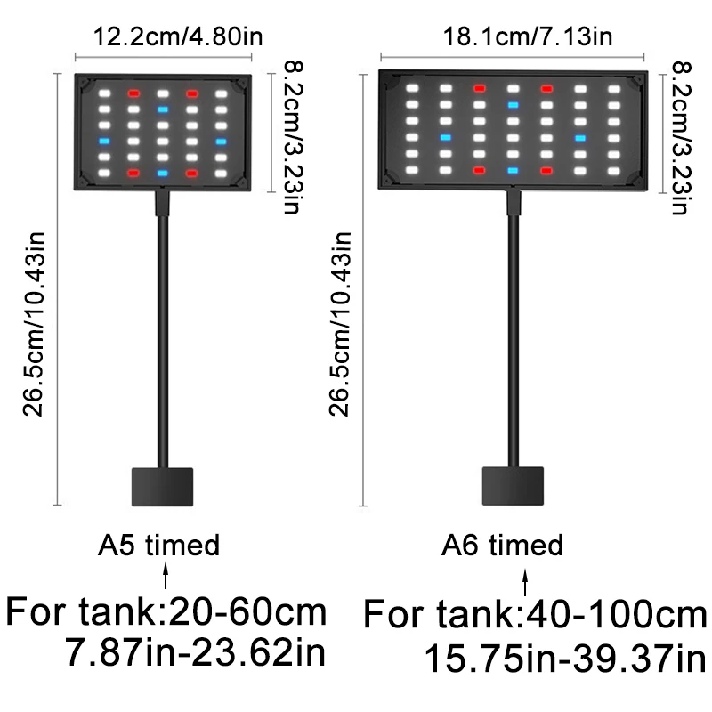 USB Aquarium LED Light Full Spectrum Aquatic Plant Grow Lamp Fish Tank Adjustable Brightness Dimmable Timed 360&deg; rotatable
