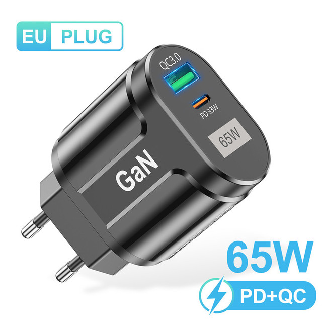 USB C Charger 65W GaN Type C PD QC 3.0 Fast Charging For iPhone 13 12 11 Max Pro XS 8 Plus For iPad Pro Air iPad MacBook