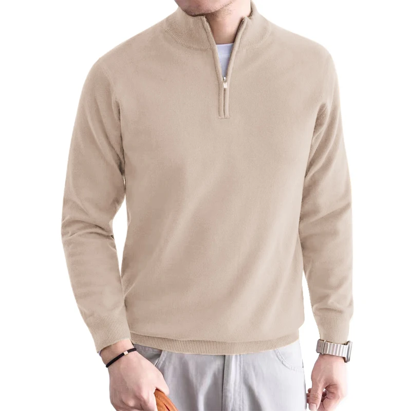 Animal Game Men Turtle Neck Knitted Polo Sweaters Solid Knit Blouse Men's Cold Blouse Male Casual Pullovers Warm Zipper Knitwear