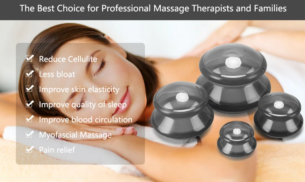 4 PCS Silicone Cupping Therapy Set 4 Massage Cups Pain Relief Massager |  eBay