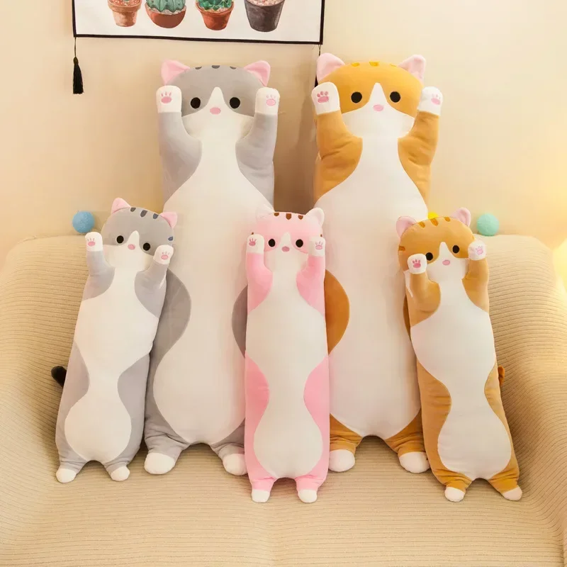 Cat Plush Toy 19.5in 50cm Long Sleeping Cats Leg Pillow Squishy Little Animal Doll Appeasing Plushie Gift