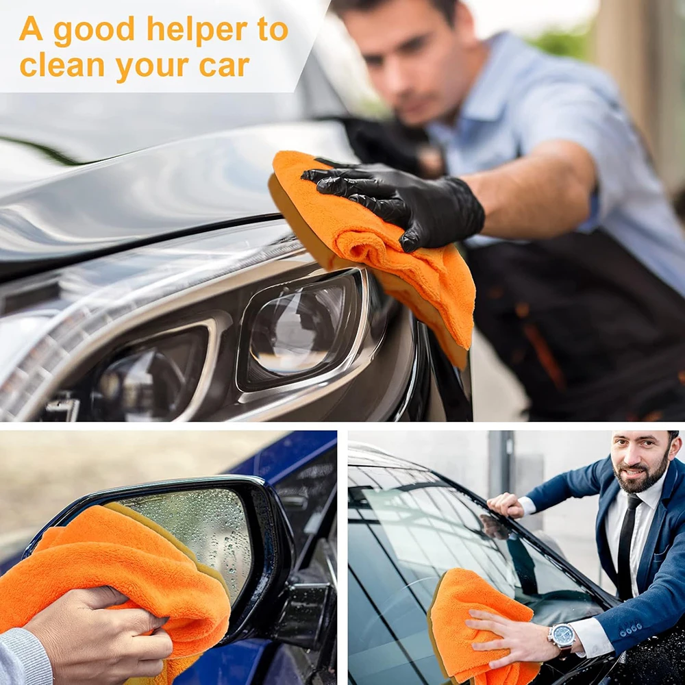 5 pcs of Borderless Microfiber Automotive Towel Details Dry Cleaning Polishing Towel Plush Absorbent Microfiber Cloth 500 GSM 4