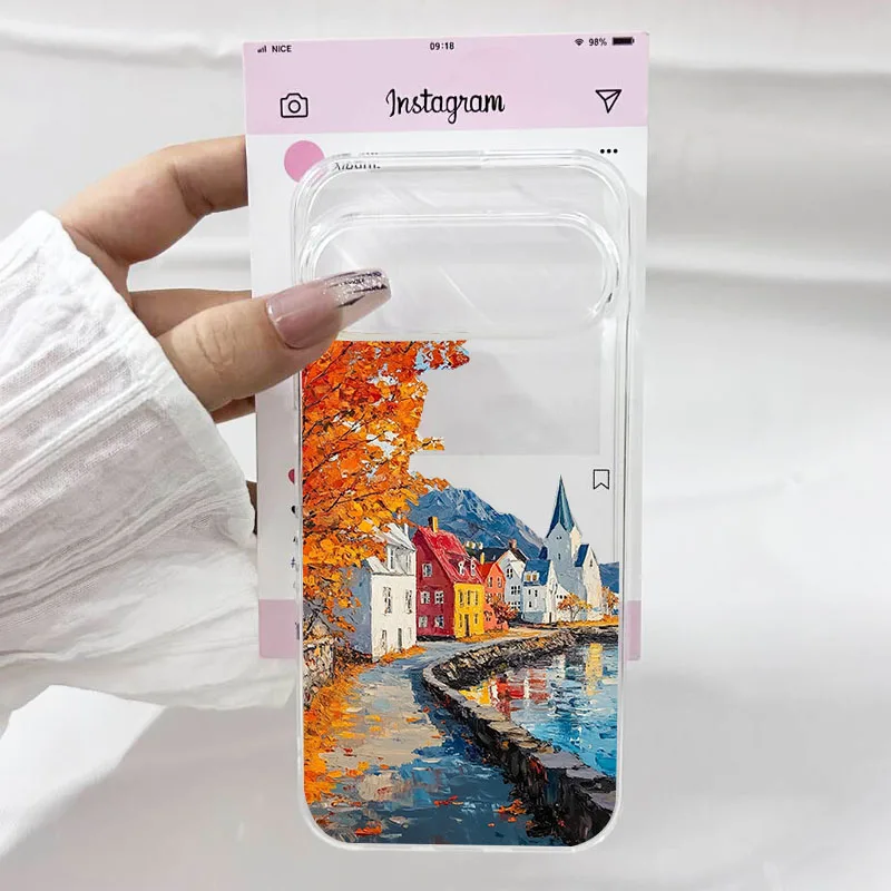 Autumn Forest Fallen Leaves Clear Soft TPU Phone Case