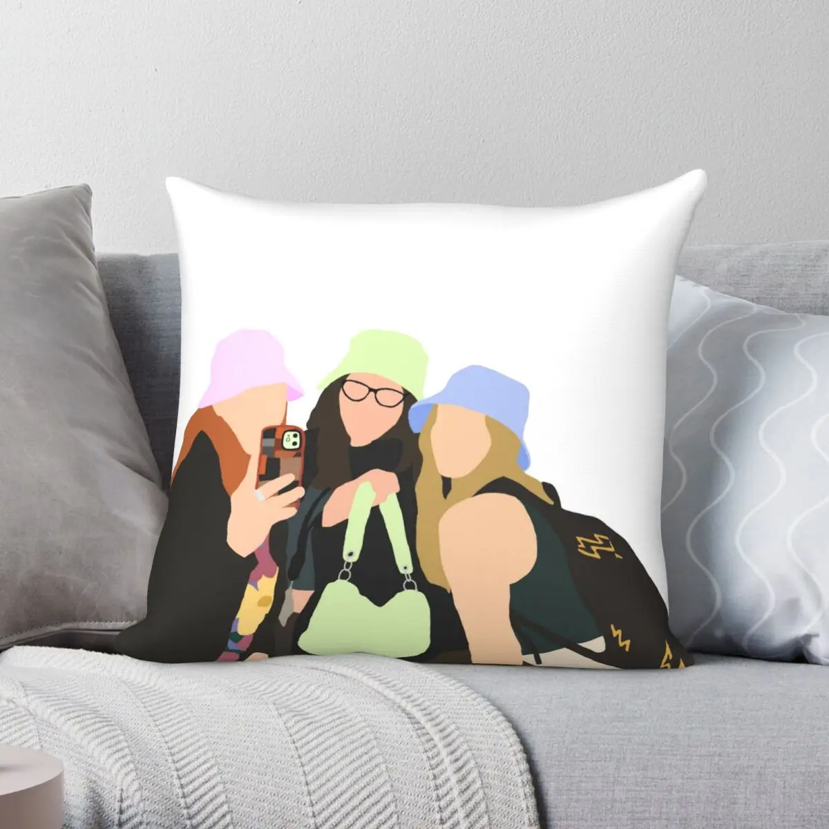 

Rosie's Friends Pillowcase Polyester Linen Velvet Pattern Zip Decor Throw Pillow Case Home Cushion Cover
