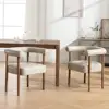 Set of 2 Modern Barrel Dining Chairs Comfortable Upholstered Armrest Accent Chair Dining Living Room Furniture 2