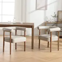 Set of 2 Modern Barrel Dining Chairs Comfortable Upholstered Armrest Accent Chair Dining Living Room Furniture 2