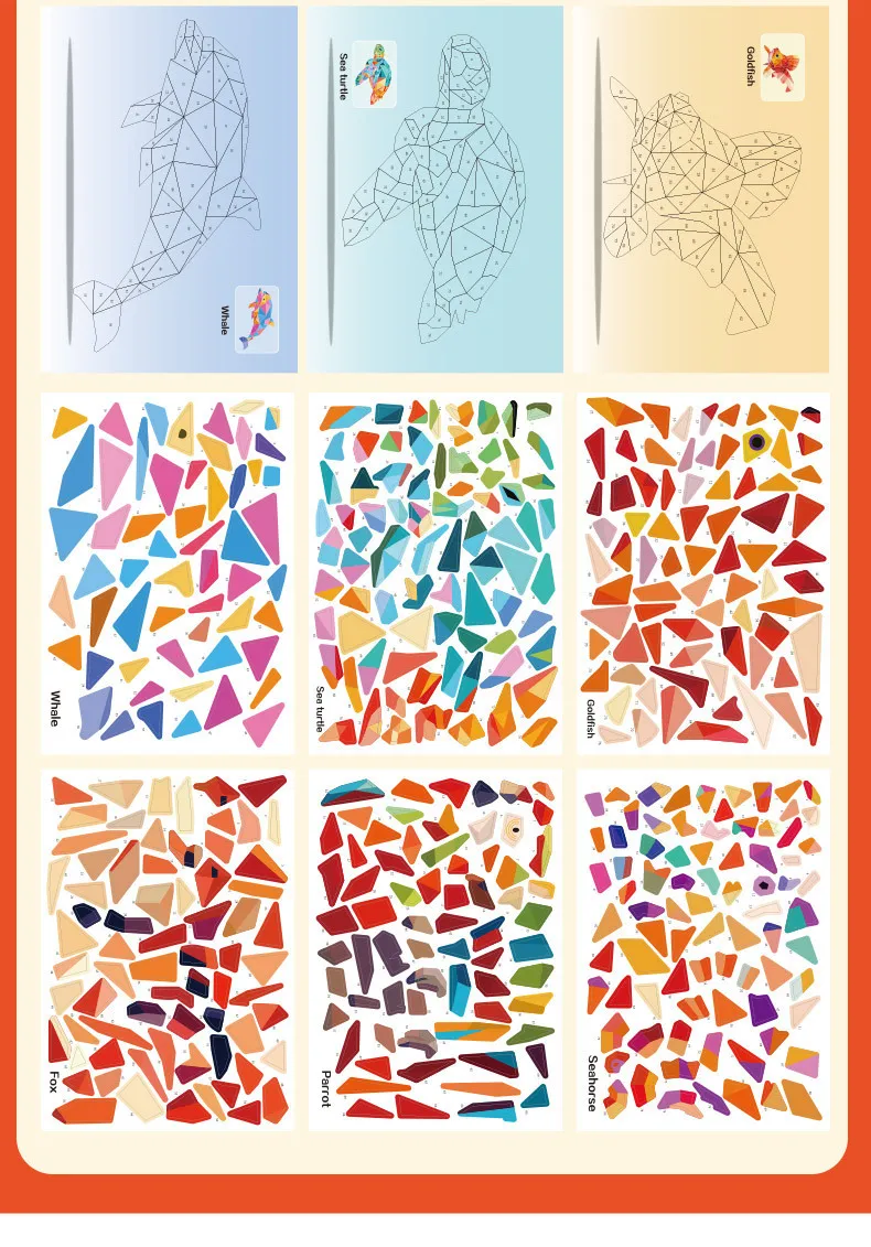 3D Geometrische Collage Aufkleber Buch Cartoon Tier Kognitive Puzzle Spiel Verbessern Fokus Training Aufklärung Spielzeug für Kinder – Detail 2