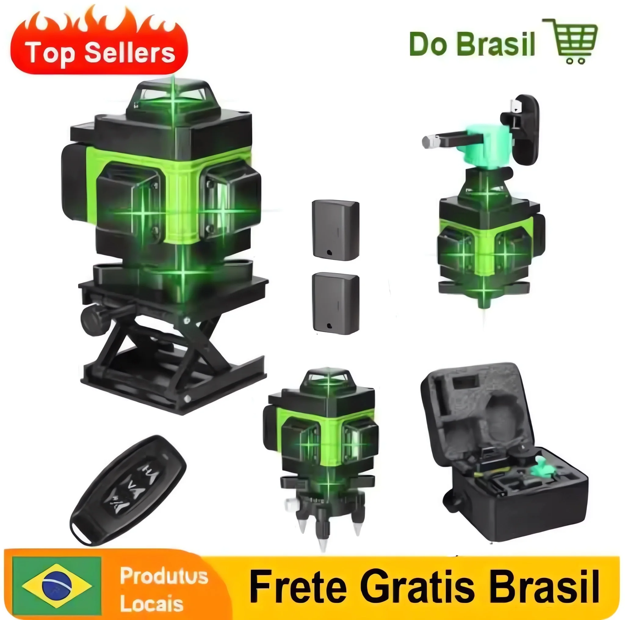2 baterías nivel láser 8/12/16 línea luz verde línea automática de alta precisión enviada desde el almacén de Brasil libre de impuestos