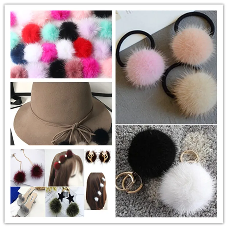 Color Pom Poms Bag Ornaments Real Plush Jewelry Fox Fur Ball Car Keychain Hairpin Diy Material Bag Handmade Accessories 2.5Cm jewelry making supplies pom poms craft supplies doll handmade accessories fluffy ball accessories craft supplies