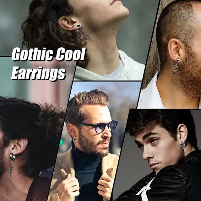 엣지 있고 대담한 스타일을 위한 블랙 스테인레스 스틸 후프 귀걸이