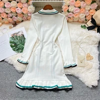 YuooMuoo Brand Fashion Women Knitted Mini Dress Ins Hot Sexy Package Hips Ruffled Party Dress Streetwear Lady Outfits Vestidos - Image 6