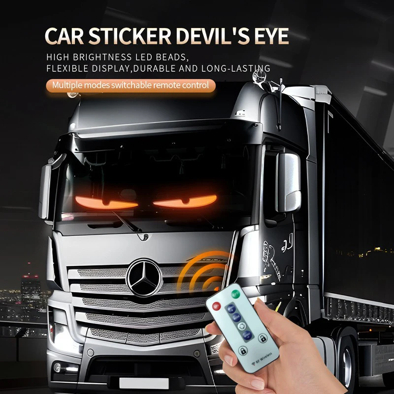 2M Truck Devil Eye LED Matrix Pixel Panel Soft Foldable Screen Light Remote Control Animation Display Light Car Truck Windshield
