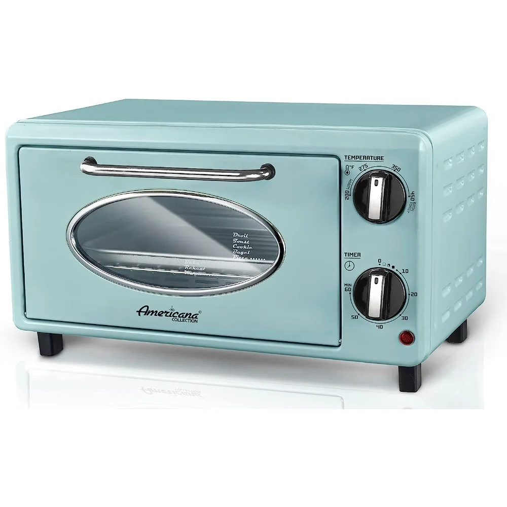 

Diner 50’s Retro Countertop Toaster oven, Toast, Fits 8” Pizza, Temperature Control & Adjustable 60-Minute Timer 1000W 2 Slice