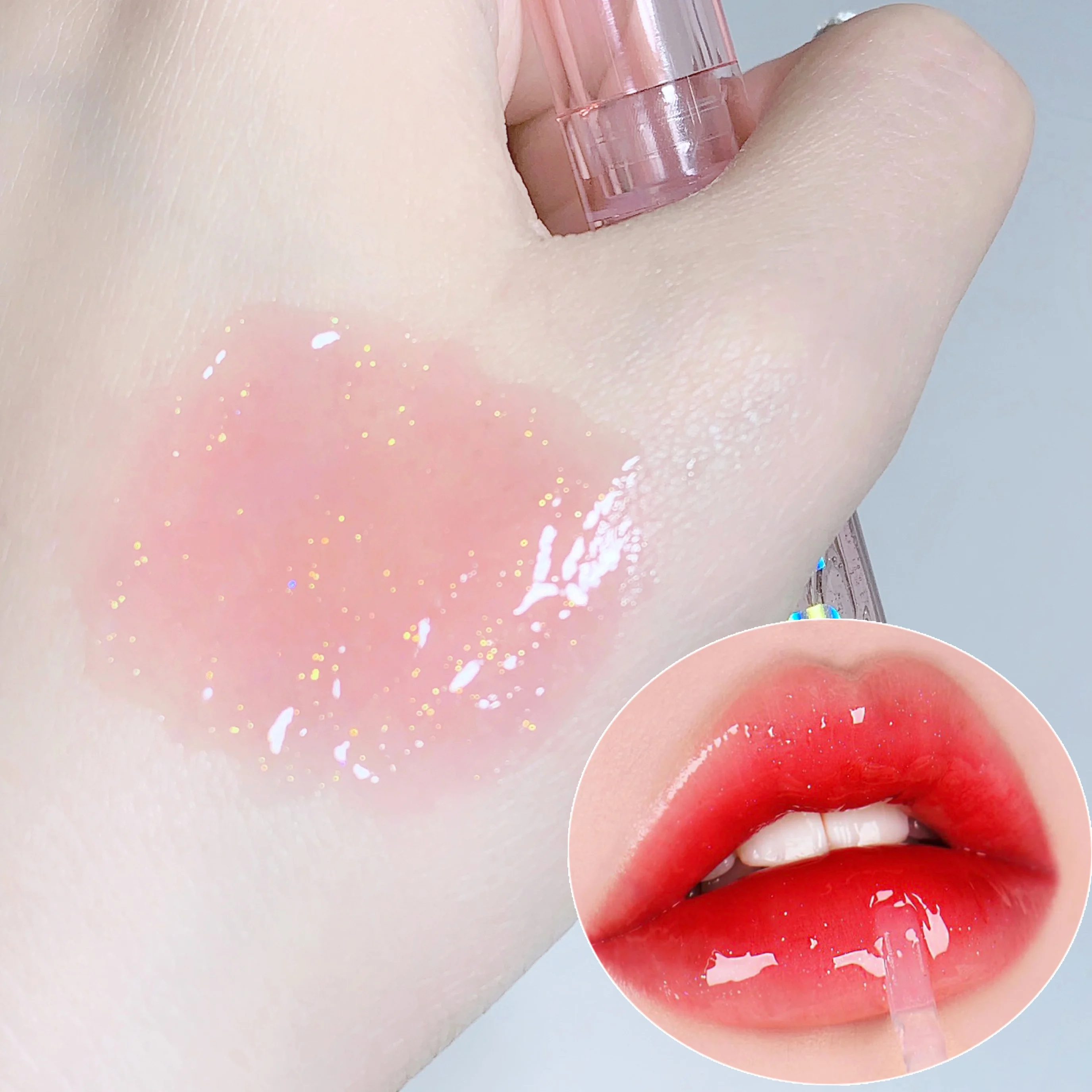 Мерцающий Блеск для губ, зеркальная водная жемчужная глазурная водостойкая прозрачная розовая жидкая помада, Корейская Косметика для макияжа