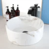 ZAPPO Round Bathroom Vessel Sink Above Counter White Porcelain Ceramic Bathroom Lavatory Vanity Vessel Sink w/Faucet Mixer 2