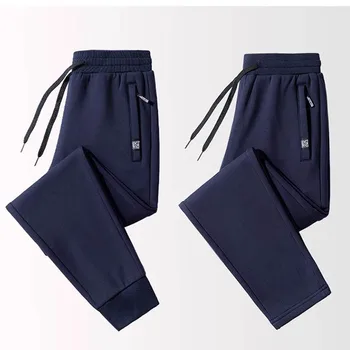 Nuovi pantaloni sportivi primaverili e autunnali in tinta unita da uomo pantaloni larghi per il tempo libero con piedi raggruppati più pantaloni di taglia grassa 1
