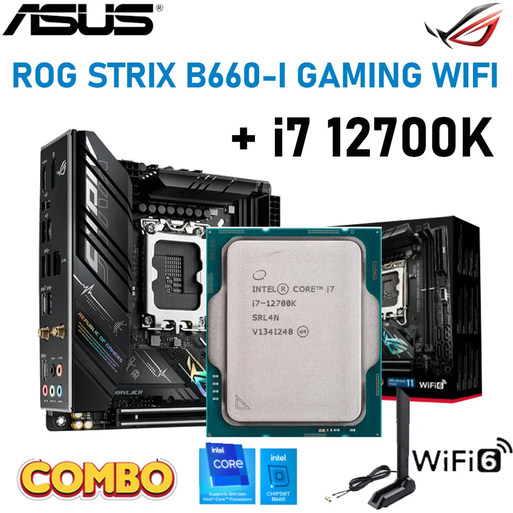 Asus Rog Strix B660i Gaming Wifi + Intel Core I7 12700k Motherboard