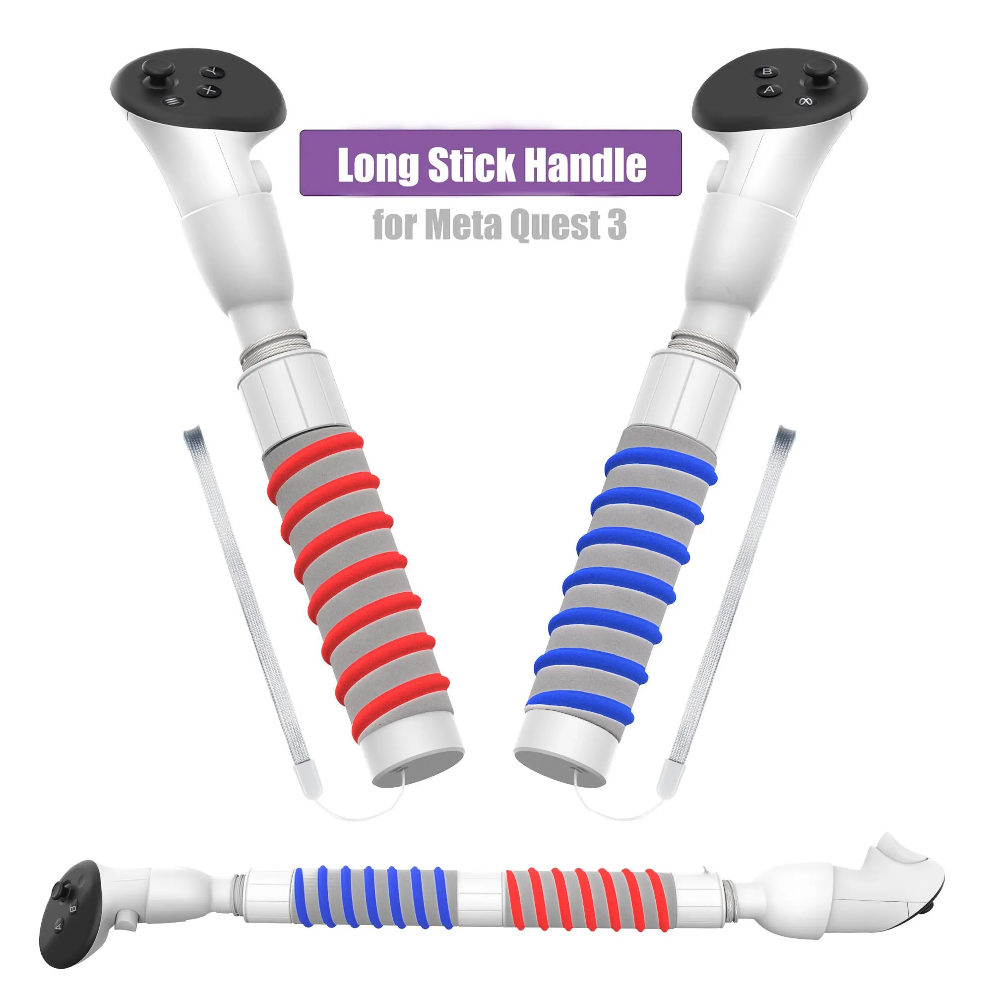 

Удлинитель для контроллера VR, ручки для контроллера Meta Quest 3, рукоятка для гольф-клуба, адаптер с длинными ручками для аксессуаров Quest 3