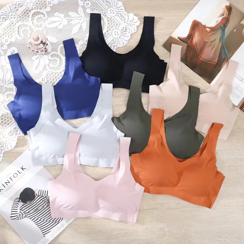 

Sports underwear, trackless, ice silk, back, one-piece gathering, sleeping bra, yoga, thin women bras for women bras