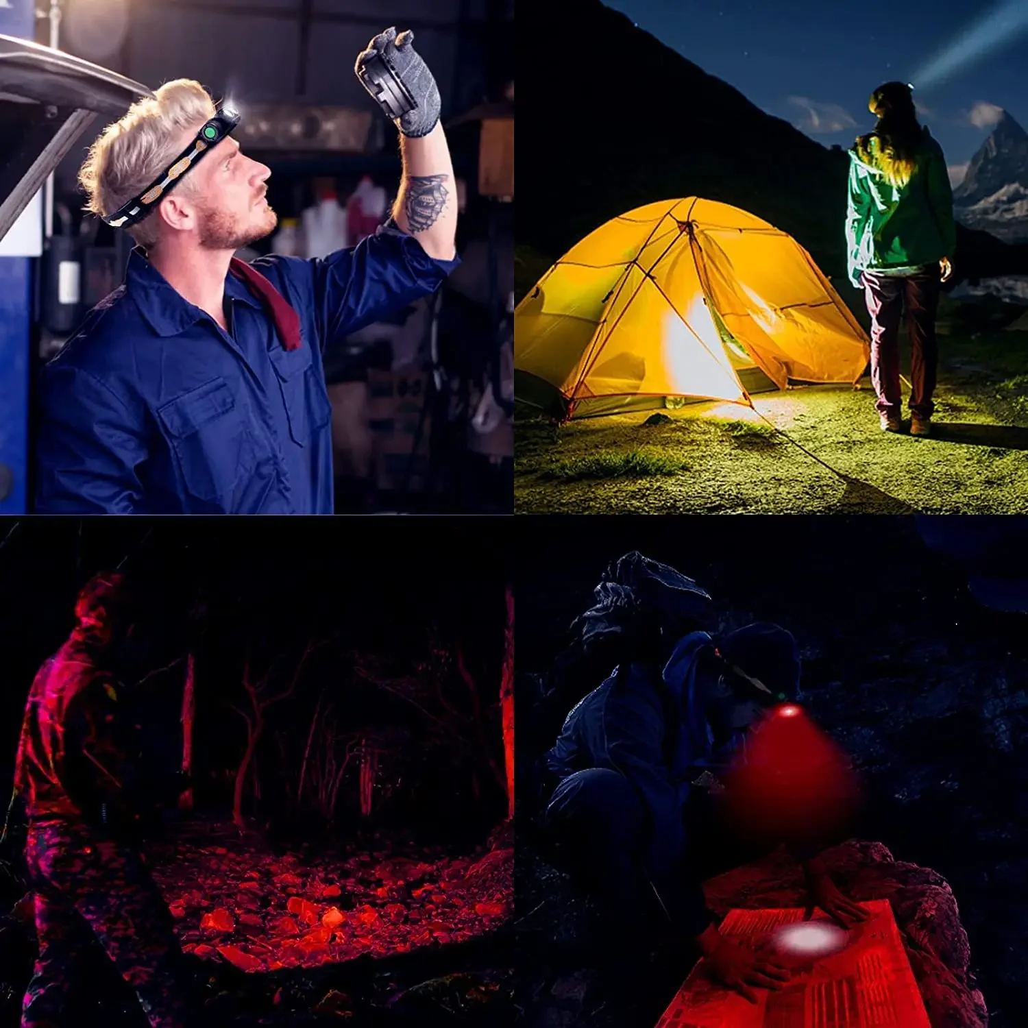 H25LR LED Rechargeable Headlamp USB C 90 High CRI Bright White Light 660nm Deep Red Torch