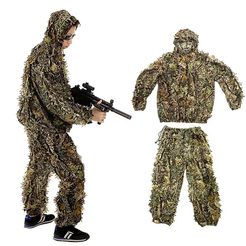 3D Hunting Clothes Sniper Airsoft Ghillie Suit Uniform Men Women Kids Outdoor Airsoft CS War Battle Clothing Paintball Jackets tactical suit ghillie suit combat uniform