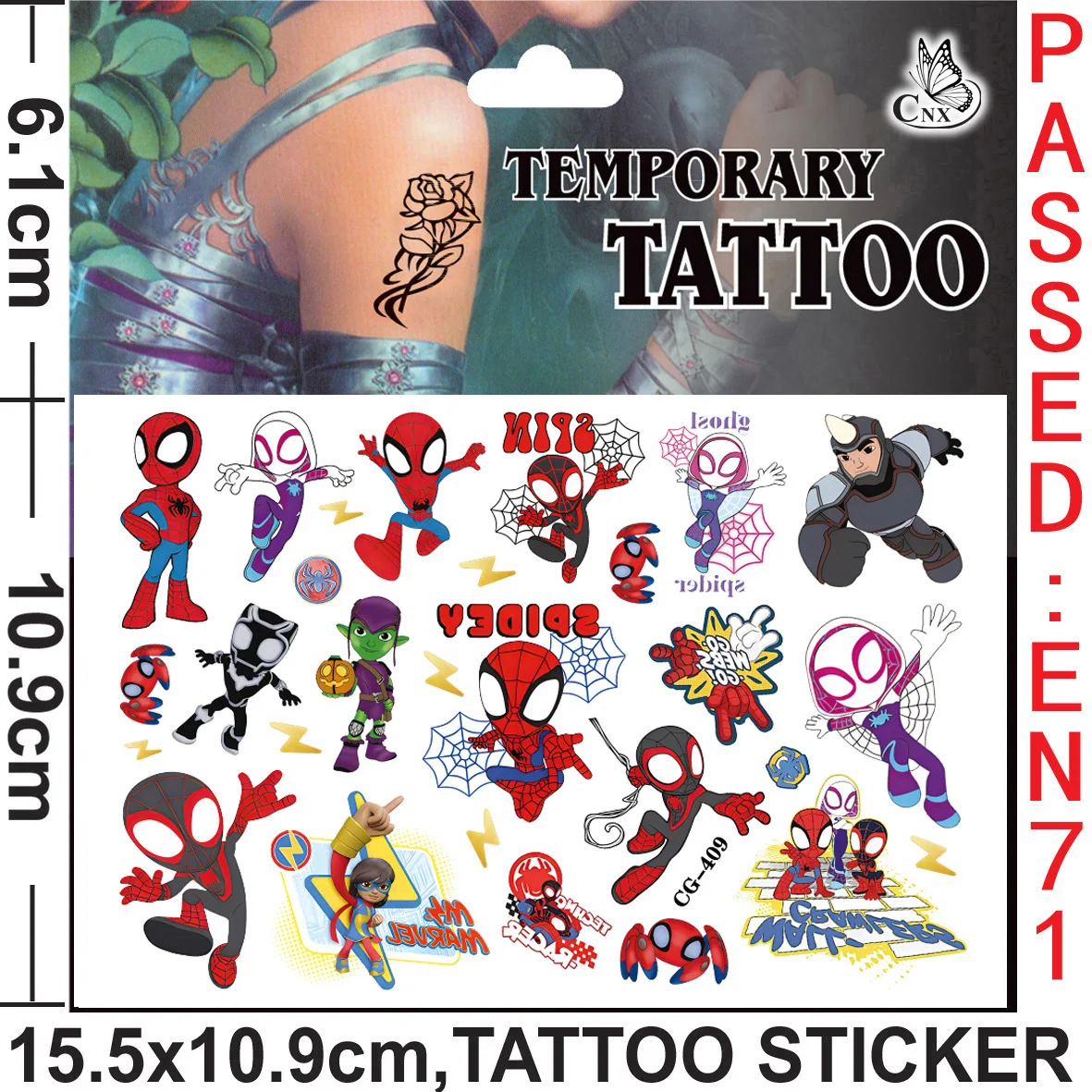 Náhodné 2ks disney marvel spiderman tetování nálepky anime spiderman kreslený tetování nálepka děti narozeniny večírek dárky tělo umění