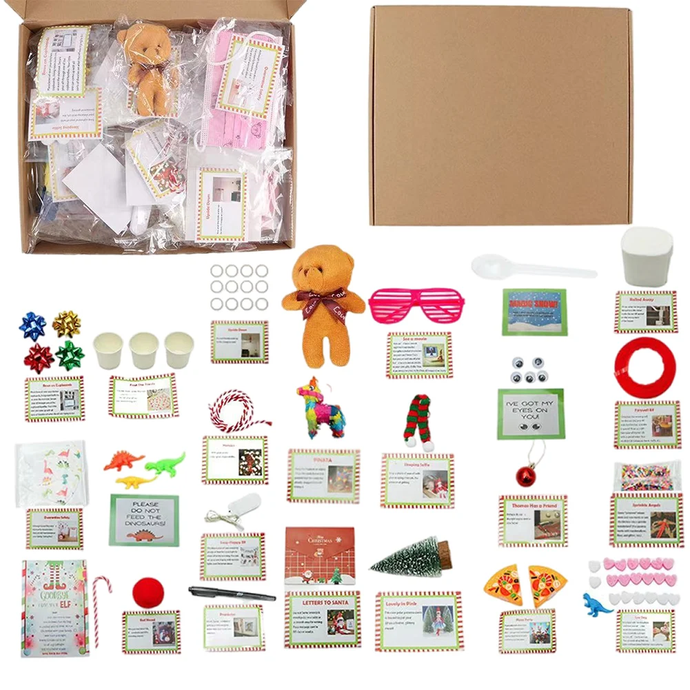 Elf Kit 12/24 Days of Christmas Fun Activities Props on The Shelf Gift For Children Friends Family