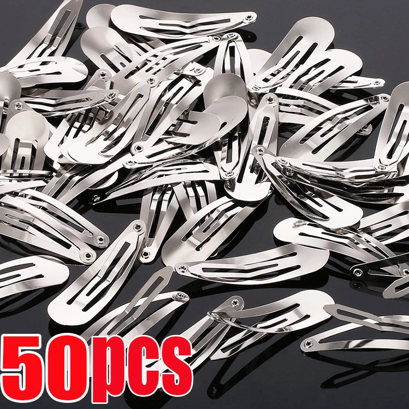 

10-50pcs Silver Metal BB Hair Clips Girls Y2K Punk Drop Shaped Hairpins Hairclips Barrettes Headdress DIY Hair Jewelry Making