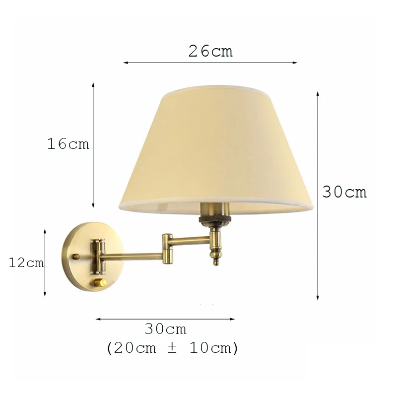 American Telescopic Wall Lamp Fabric Iron Folding Rocker Arm Lamp Creative Bedroom Bedside Study Reading Lighting led light led wall lamp wall light led reading light