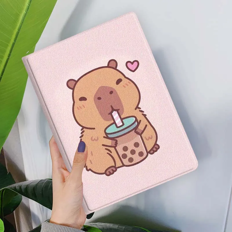Cartoon Capybara Bubble Tea Tablet Case