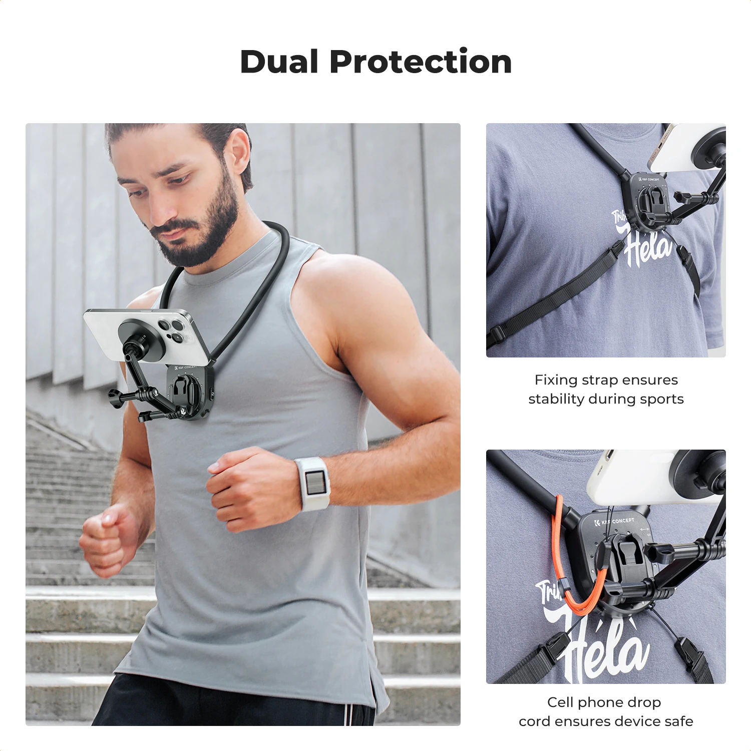 K&F Concept Magnetic Neck Phones Mount for Recording POV/Vlog Video Filming Magnetic Phone Chest Mount for GoPro DJI Neck Holder