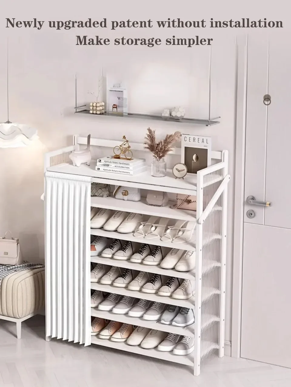 Description Picture 5 of itemFolding Shoe Rack Organizer Cabinet Dust Proof Large Capacity Simplicity Shelf Shoe Racks Dustproof Fabric Shoes Shelf Saving